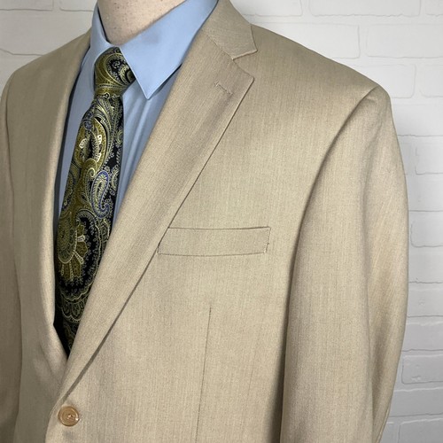 Lauren Ralph Lauren Blazer Men 43R Beige Two Button Classic Suit Jacket - Picture 2 of 12