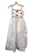 Bridal Flower Girl Dress Floral Beads Sequence Embroidery White/Burgundy
