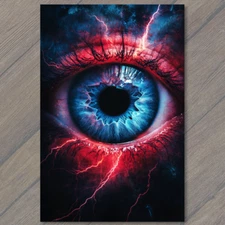 Art Print  Intense Glowing Eye Red Energy Storm Striking Vision Strange Weird