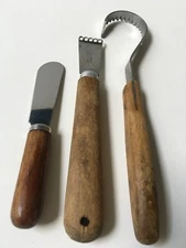 Vintage Butter Curler Small Spreader Zester Wooden Handle Rostfrei Inox Lot of 3