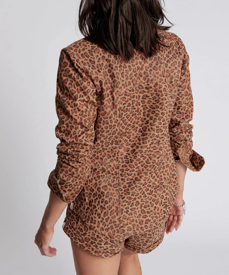 Chaqueta Camisa Free People One Teaspoon Wild Thing Cheetah SUEDE CHACKET NUEVA CON ETIQUETAS XS Foto 4 de 4
