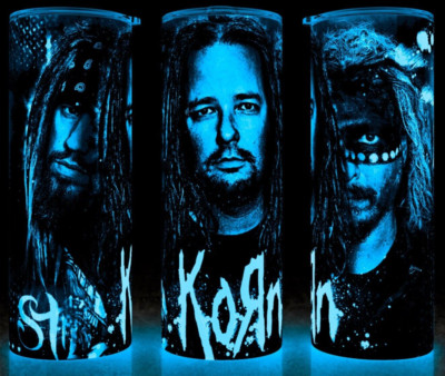 Glow in the Dark Korn Heavy Metal Band Cup Mug Tumbler 20oz with lid and straw