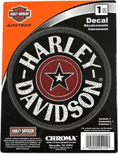 Harley-Davidson Vintage Star Badge with Aged Look - 5 1/4" Round Decal, Stick-On