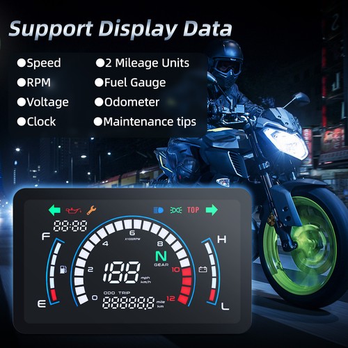 Motorcycle Speedometer LCD Odometer Digital Gauge Volt Fuel Gauge For Honda EX5 - Picture 12 of 15