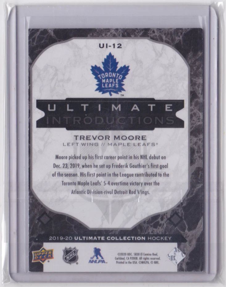 19-20 ULTIMATE COLLECTION ULTIMATE INTRODUCTION GOLD/25 TREVOR MOORE #UI-12 LEAF - Image 2 of 2