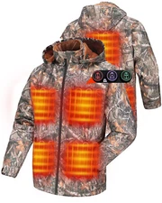 Heated Hunting Jacket with Battery, Heated Coat with Detachable Hood