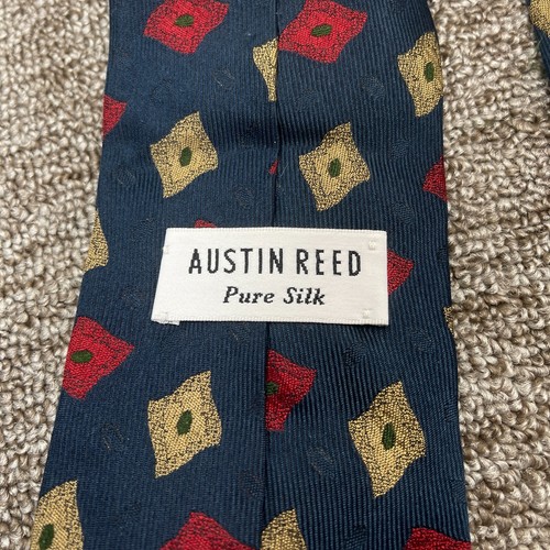 Corbata de caña Austin seda pura 100 % diamante geométrico para hombre prendas de cuello vintage 54" de largo - Imagen 8 de 11