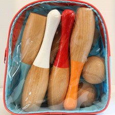 Vilac Wooden Bowling Set with Skittles and 2 Balls