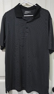 NikeGolf Dri-Fit  Mens Polo Shirt Short Sleeve Black Striped Stretch Size XL