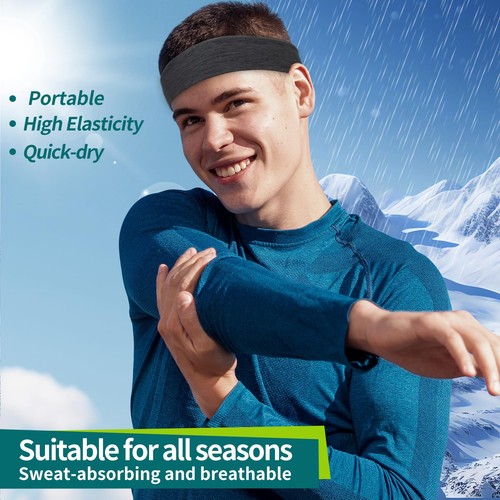 PAOFUPOS 8 Pack Sport Headbands for Men & Women, Elastic Soft Multi-color  - Picture 4 of 7