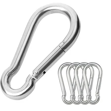 5PCS 3.15In Large Carabiner Clip, Stainless Steel Carabiner Heavy Duty, Spring S