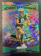 Josh Jacobs 2024 Panini Prizm NFL Fireworks Green- #5  Packers Color-Match