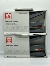 Lot of 2 NEW TRU RED One-Touch Desktop Stapler 30-Sheet Capacity Black/Gray
