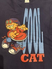 Retro Garfield Cool Cat Sweatshirt Port Small Navy Blue S Blend