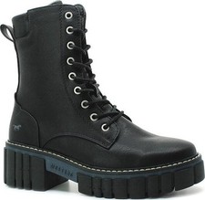 Mustang Damen Schwarz Stiefel Fell Isoliert Reißverschluss Stiefeletten Schnürung UK8 1447-506-9