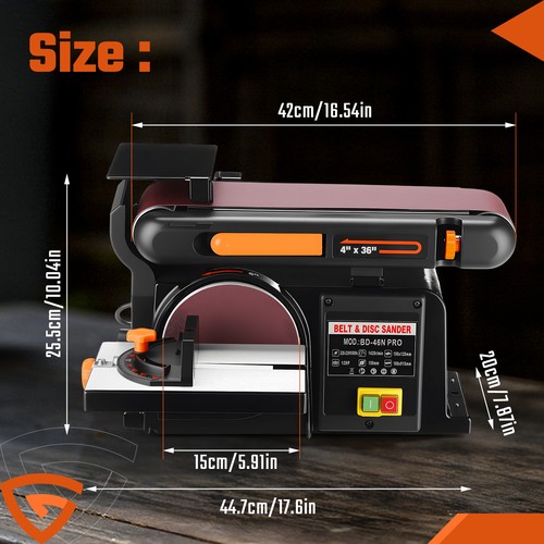 650W CINTURÓN ELÉCTRICO + LIJADORA DE DISCO 2 EN 1 FORRADOR BANCO MESA GRANDE MADERA METAL ARENA - Imagen 9 de 13