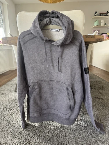 Stone Island Dust Colour Treatment Grey Maglione Felpa con Cappuccio Taglia L