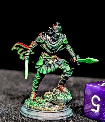 Arcane Warlock Assassin | Pro Painted Dual Blade Rogue 32mm OSL D&D Mini Cultist