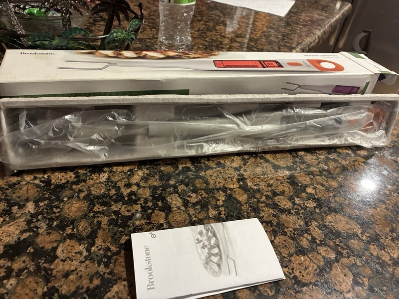 Brookstone Always Perfect Chef's Fork Digital Thermometer Silver/Orange
