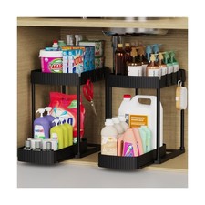2 Pack Multi-Purpose Pull-Out Storage Organizers, Under Sink Organizers and S...