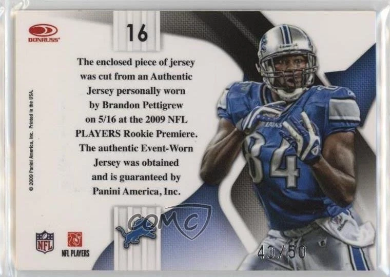2009 Playoff National Treasures /50 Brandon Pettigrew #16 RC - Image 2 of 2