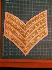 British Army Military Rank Chevron Stripes, Gold Lace On White