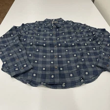 Toad & Co Re-Form Flannel Boxy Shirt Navy Small Dobby M