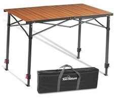 Portable Outdoor Adjustable Height Camping Table, Large for 2-6 Person, Nature