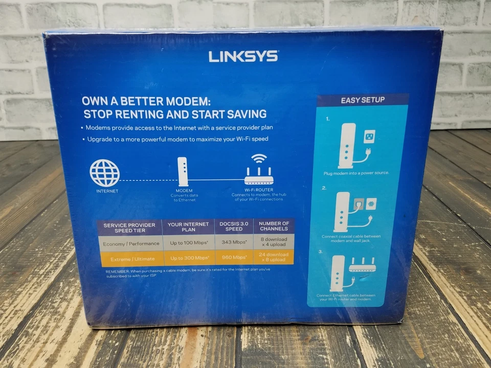 Linksys Modem DOCSIS 3.0 24x8 High Speed Cable Modem CM3024 960Mbps Black - Image 4 of 4