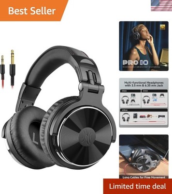 Hi-Res Wired Over Ear Headphones with 50mm Drivers for DJs & Studio Use - Black