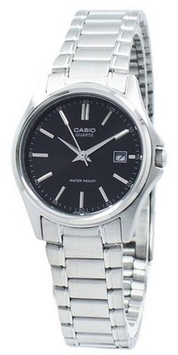Casio Ladies Black Analog Steel Bracelet Date Display Watch LTP-1183A-1A