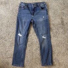 Wonder Nation Boys Distressed Denim Jeans Adjustable Waist Slim Fit Sz 10 Husky