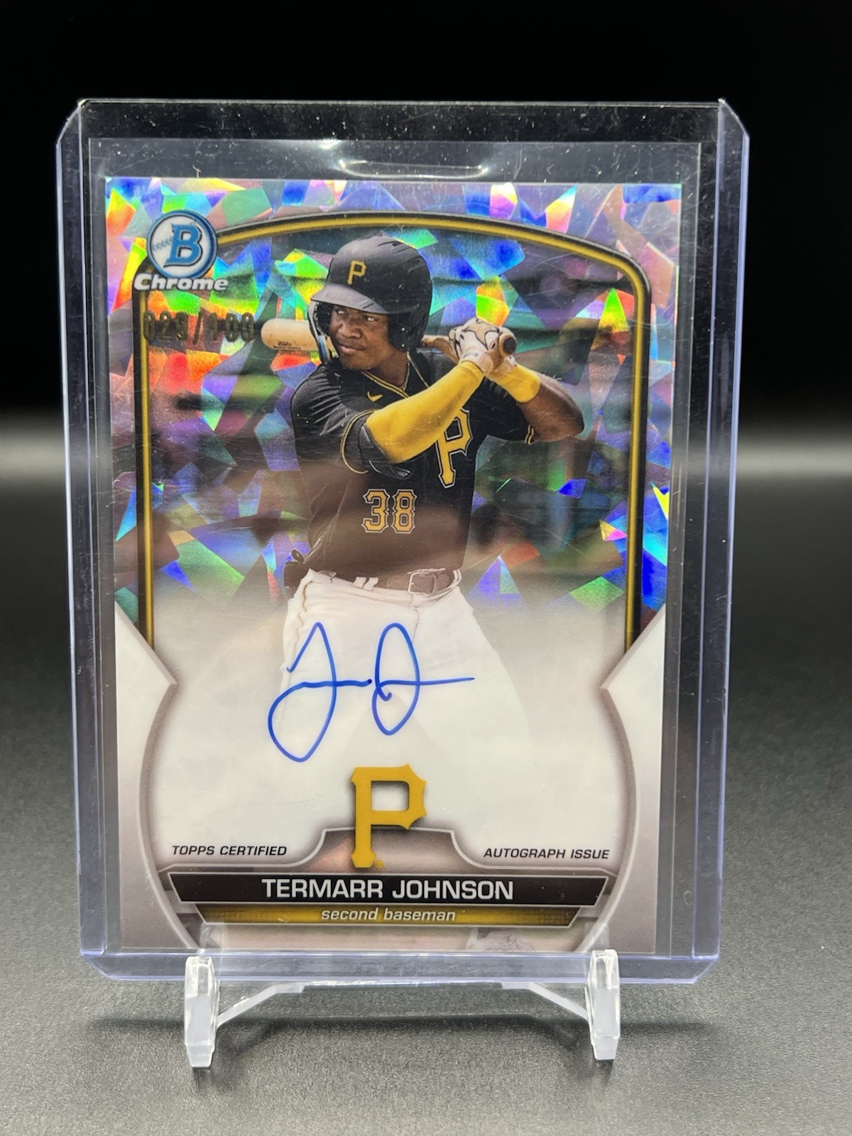 2023 Bowman Chrome Auto Termarr Johnson #CPA-TJ Atomic Refractor /100 Pirates SP