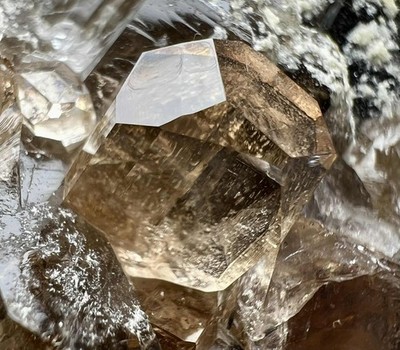 257 Gram Full Terminated Honey Topaz and Smoky Quartz Crystal On Matrix  @PAK