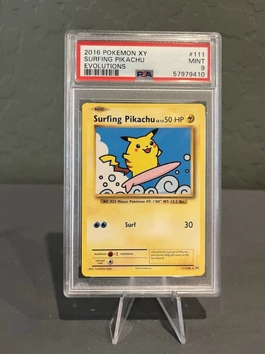 Pokemon TCG Evolutions 2016 Surfing Pikachu 111/108 Secret Rare Psa 9