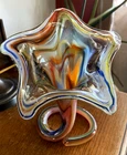 Vintage Blown Glass Murano Star Jack In The Pulpit Swirl Vase MCM 8” Coil Base