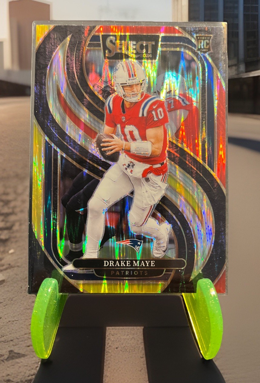 2024 Panini Select Drake Maye Rookie Red and Yellow Shock Premier #113