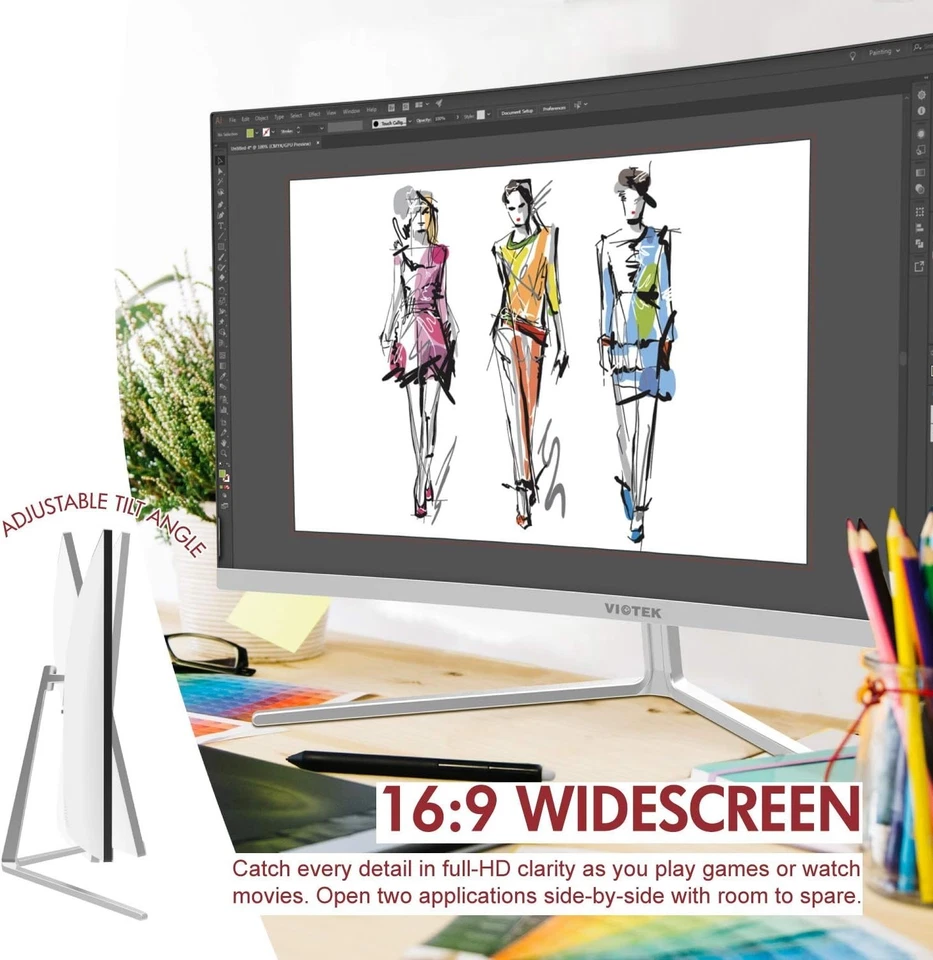 Viotek NB27CW 27-Inch LED Curved Gaming Monitor Adjustable Tilt Angle - White - Image 2 of 4