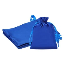 3 Pcs 6 x 8 Inch Satin Bags with Drawstring, Drawstring Gift Bags Dark Blue