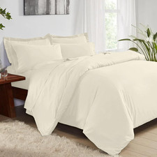 Luxurious 100 Cotton King Duvet Cover Set, 1000 Thread Count, Ivory Sateen