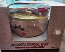 MARUCHAN RAMEN BOWL SET BOWL, LID, SPOON, CHOPSTICKS NOODLE CERAMIC BOW BOWL