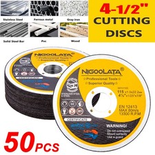 50Pcs 4-1/2" Cut Off Wheels Metal Stainless Steel Angle Grinder Cutting Discs