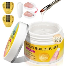 Builder Gel for Nails, 60g Clear Hard Gel for Nail Extension with 10 Nail For...
