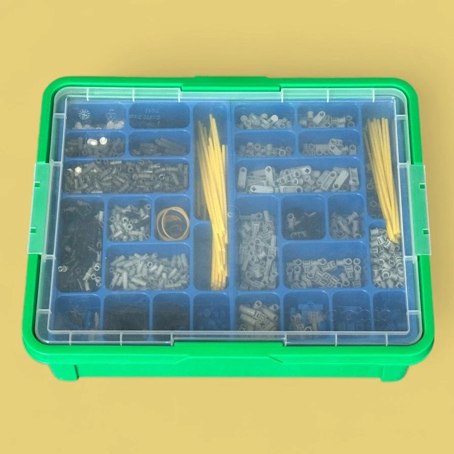 Lot of Assorted LEGO Dacta Technic Parts Mix of Pins, Axles, Plates, Wedge w/Bin - Image 2 of 4