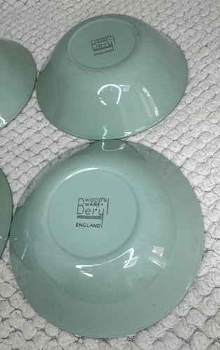 Woods Ware Beryl 4x Cereal Bowls & 4x Desert Bowls Green Vintage Utility Ware - Picture 9 of 21
