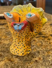 Clay sculpture signed by artist unique abstract hand made