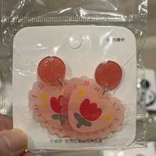 pink dangle earrings in heart shape S925 posts