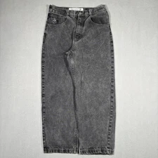 POLAR SKATE CO. '93! DENIM JEANS JNCO STYLE Mens 28x30 Black Stone Wash Repaired