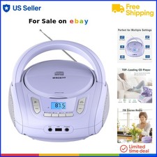 Portable CD Player with Bluetooth FM USB MP3 AUX Headphone Jack Home Outdoor