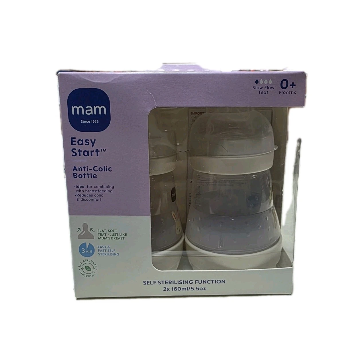 MAM Easy Start Anti-Colic 160ml Bottle - 2 Pack Unisex ⭐️⭐️⭐️⭐️⭐️ ✅️